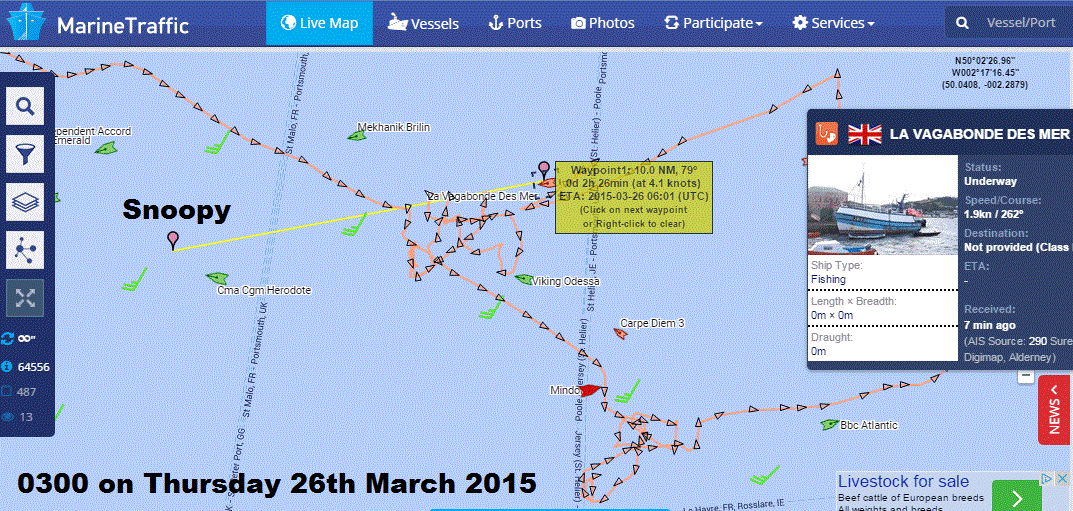 Snoopy's March 2015 Attempt and Marine Traffic