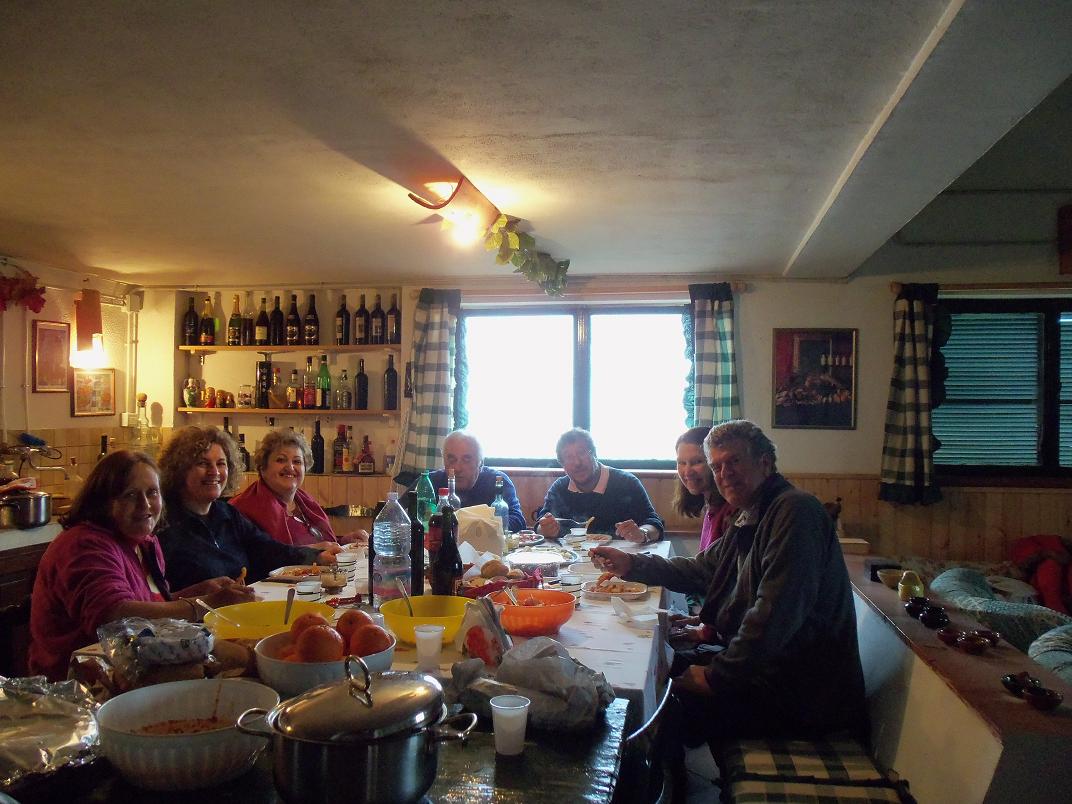 eating with Alfio and Nuncia in their house in the clouds